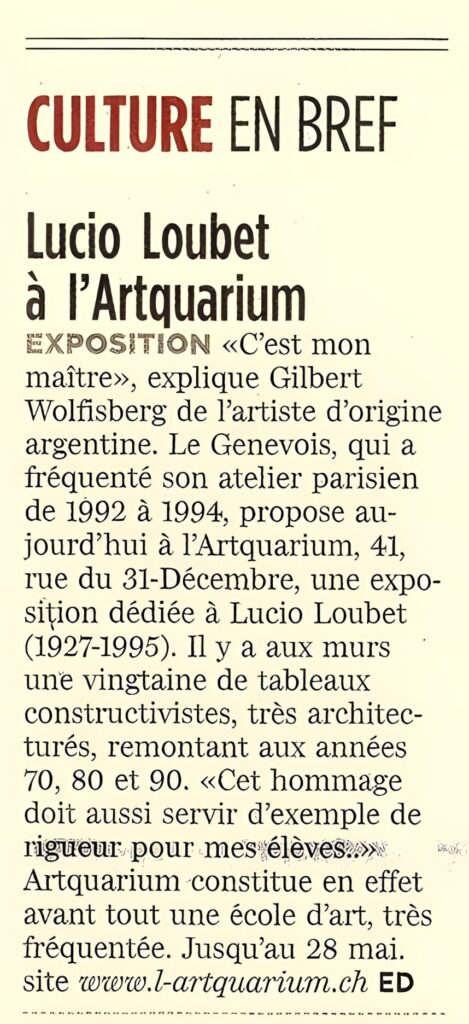 Exposition des peintures de Lucio Loubet à l'Artquarium Genève