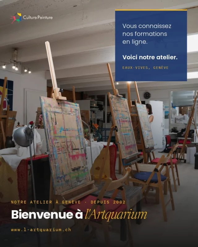 ous connaissez nos formations en ligne. Mais savez-vous que nous avons aussi un atelier ?
L'Artquarium, à Genève. Des chevalets, de la lumière, et un enseignement qui ne se transmet presque plus nulle part ailleurs.
Trop loin de Genève ? Nos formations en ligne couvrent le même programme.
#atelierdepeinture #artquarium #culturepeinture #geneve